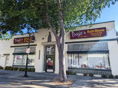 Bogie's Pet Supply & Grooming storefront on Fremont Blvd in Fremont, with the Bath House sign